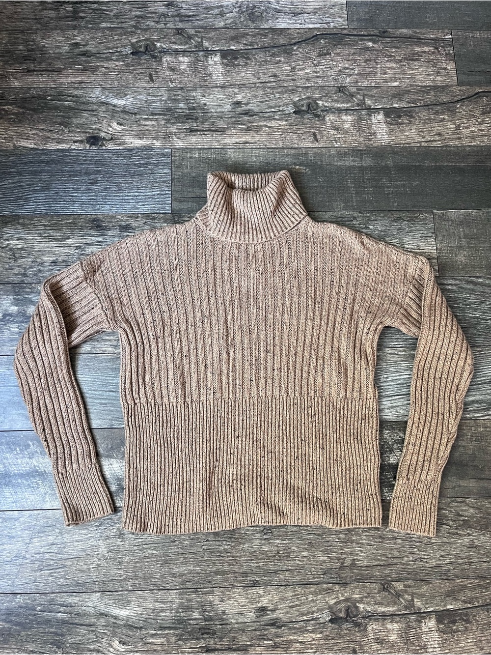 Michael Kors Turtleneck Ribbed Knit Sweater - Tan